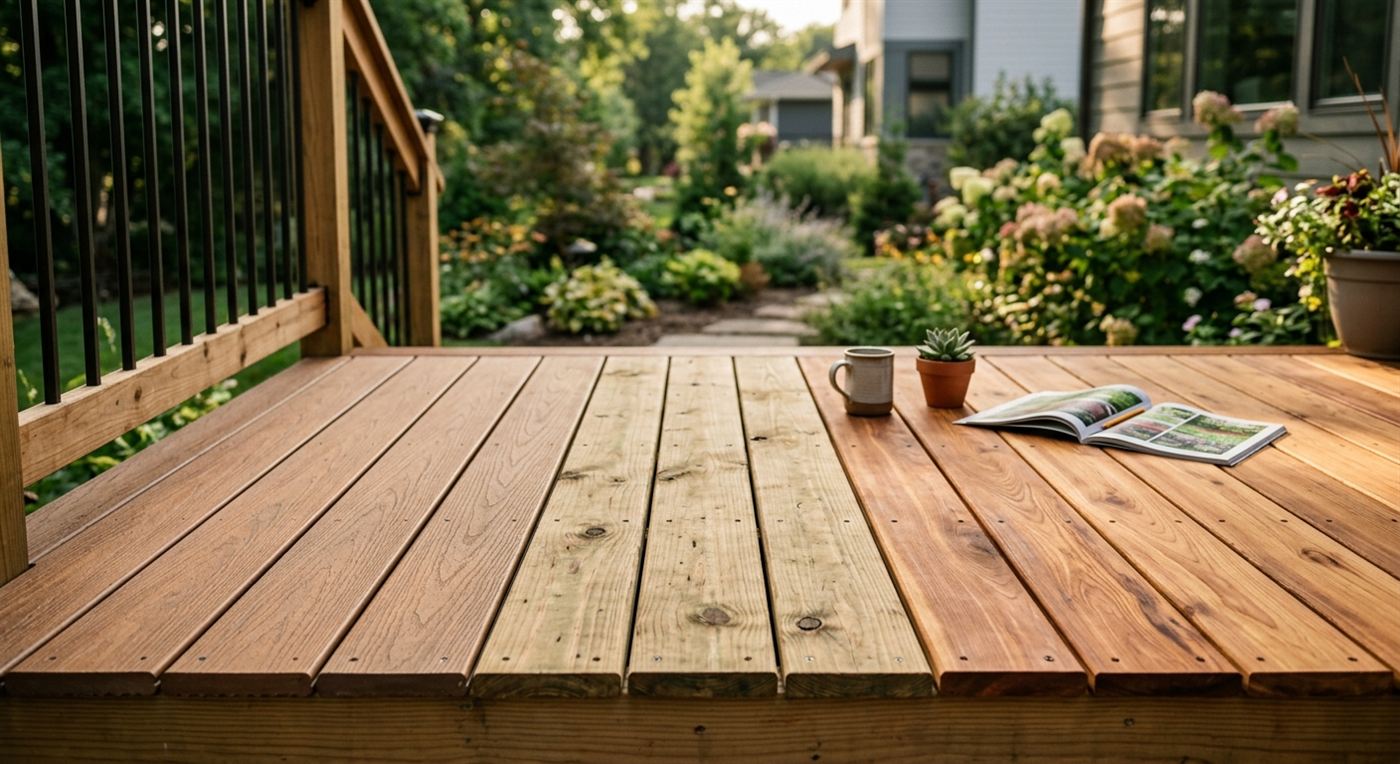 Comparison of decking material tones and finishes